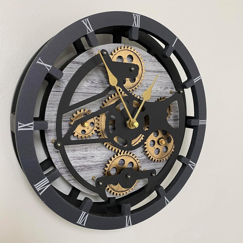 ImprovingLife The Gears Clock Desk Clock 10 inches with Real Moving Gears Convertible into Wall Clock (Silver Glamour) - Image 4